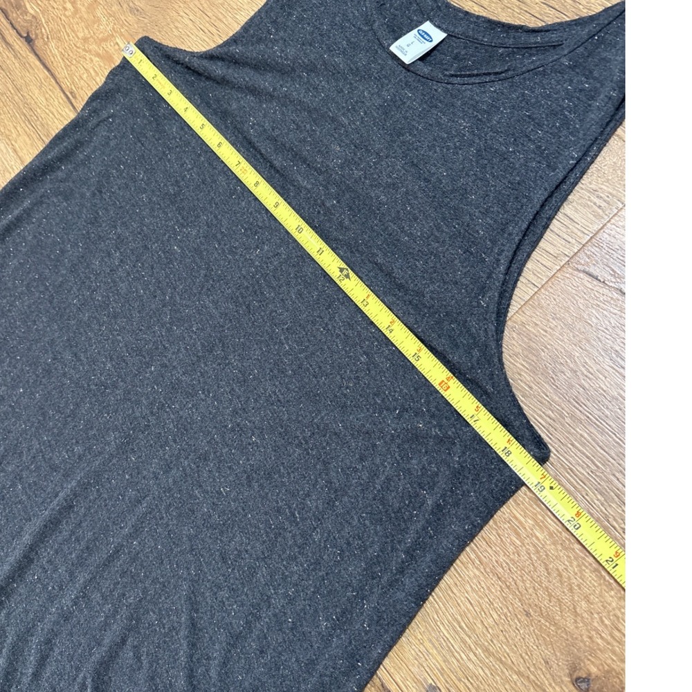 Old Navy Womens Charcoal Gray Gold Metallic Flecked Tank Top Large Scoop Neck - Picture 6 of 7